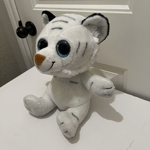 Aliki White Tiger Plush Big Blue Eyes 11" Stuffed Animal Toy - Picture 6 of 9